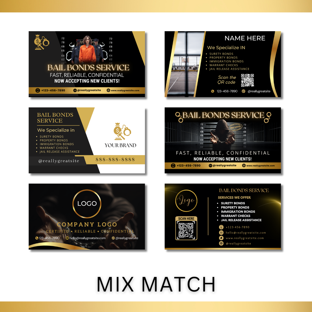 Bail Bonds Service Business Cards / Background Check Video / Verification / Bail Bond Agency Cards / Warrant Check / Security Services / IG