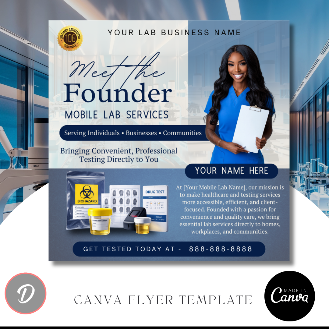 Mobile Lab Meet The Founder Service Flyer / DIY Medical Mobile Lab Service Flyer/ Mobile Lab Concierge / Meet The Ceo / Medical flyer