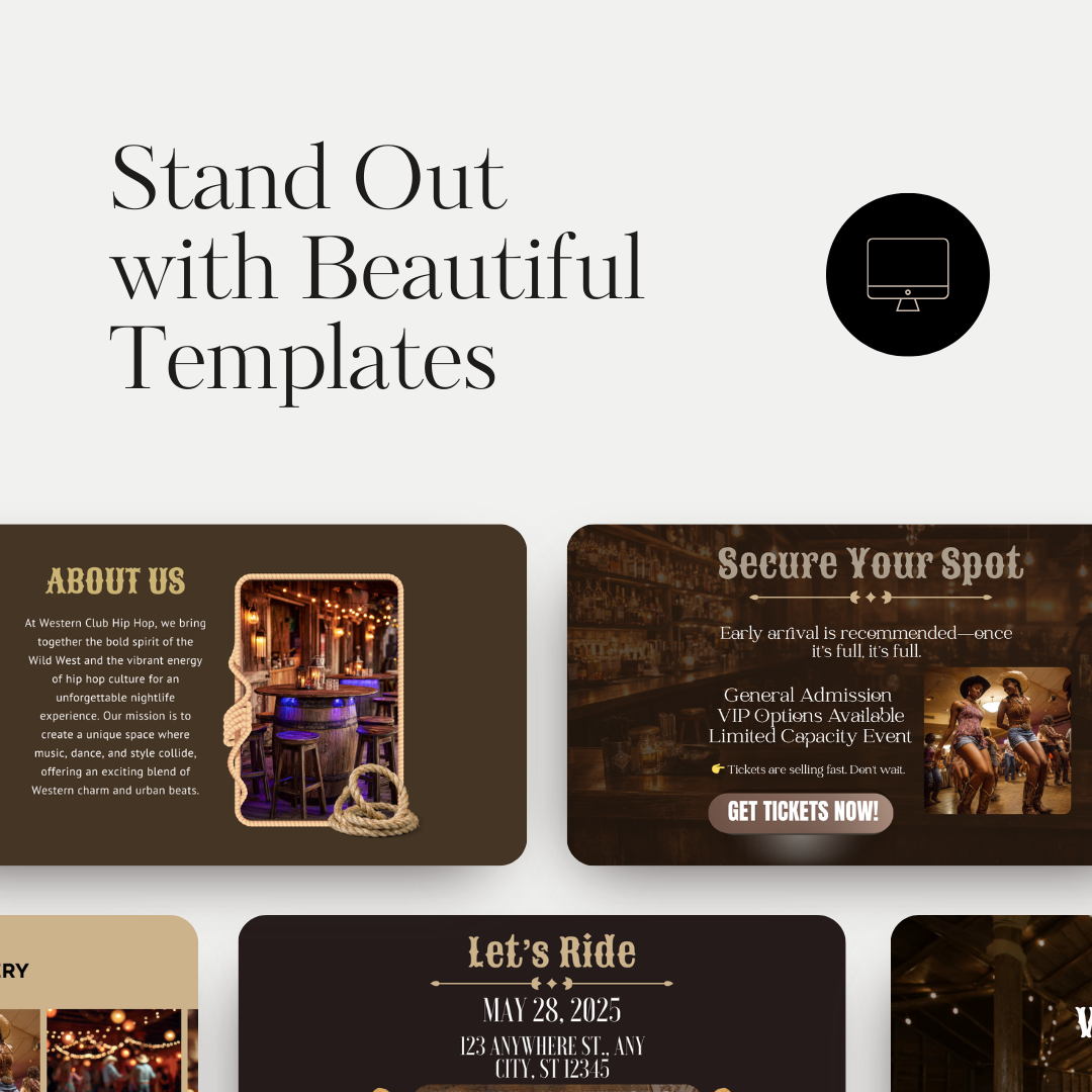 Western Party Website Template Canva | Event Landing Page | Cowboy Cowgirl Theme | Birthday Party Website | Western Night Event Template