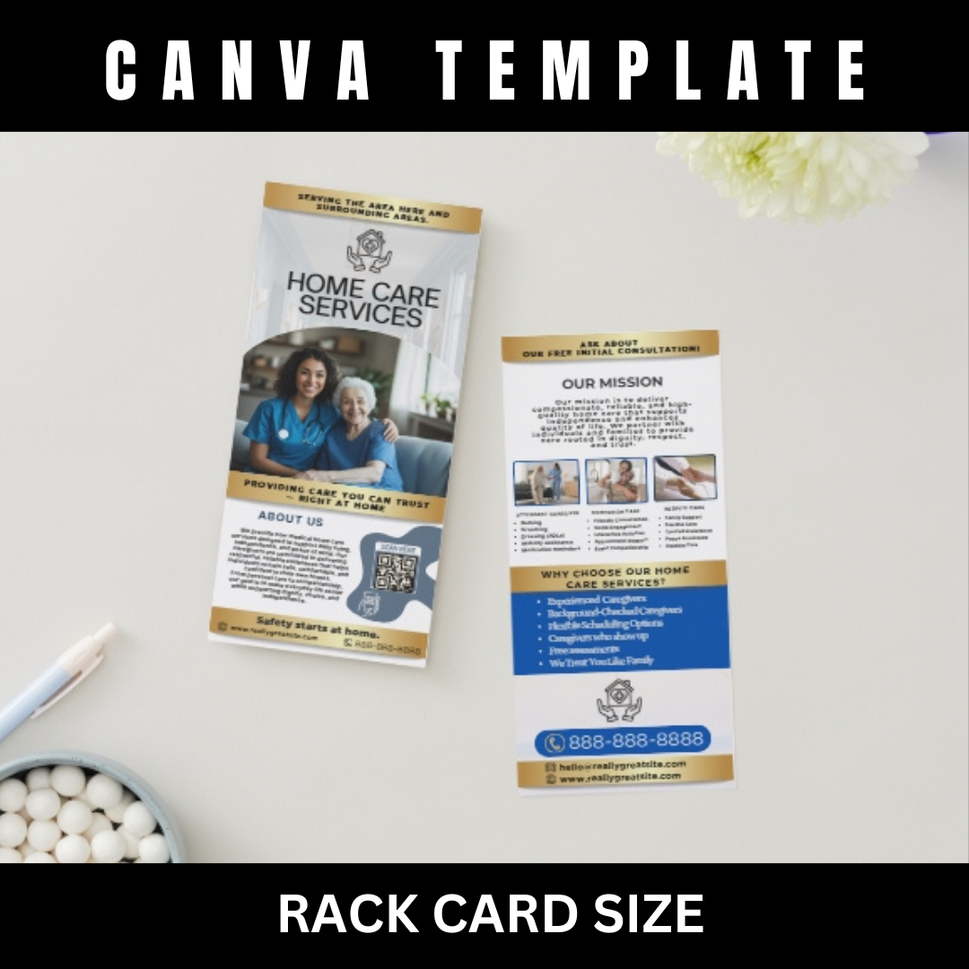 Home Care Service Rack Card / DIY Home Care Service Flyer/ Pink Home Care senior / Medical Template / Medical / Home Care / CNA / Printable (Copy)