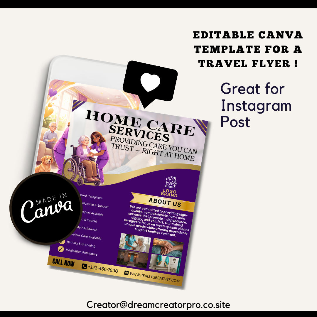 Home Care Service Flyer / DIY Home Care Service Flyer/ Canva Template 2026 / Medical Template / Medical flyer / Medical flyer Template / CNA