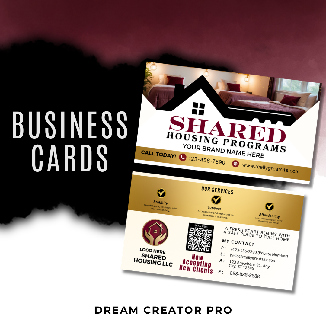 Shared Housing Canva Template Bundle | Reentry & Transitional Housing Marketing Kit | Flyers, Yard Sign, Rack Card, Brochure Banner Set