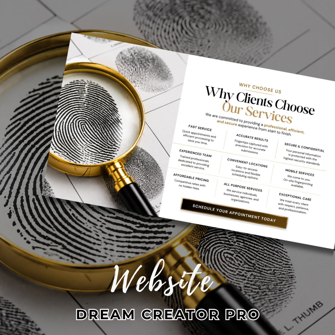 Live Scan Fingerprinting Canva Website Template | Editable Background Check Landing Page