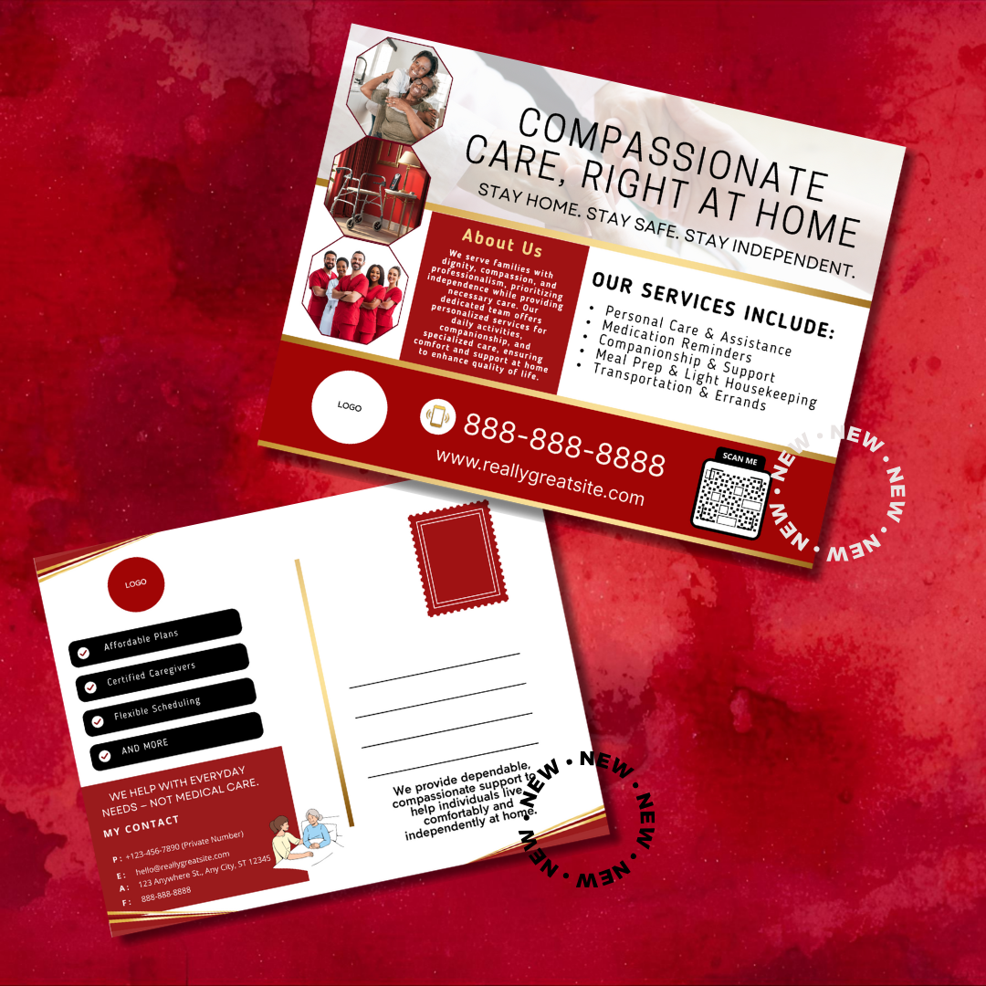 Home Care Service Postcard / DIY Medical Senior Care Service Flyer / Printable Home Care / Medical Template / Medical flyer ads / health cna