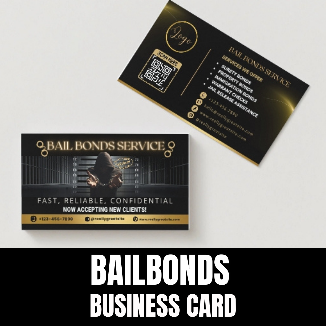 Bail Bonds Service Business Cards / Background Check Video / Verification / Bail Bond Agency Cards / Warrant Check / Security Services / IG