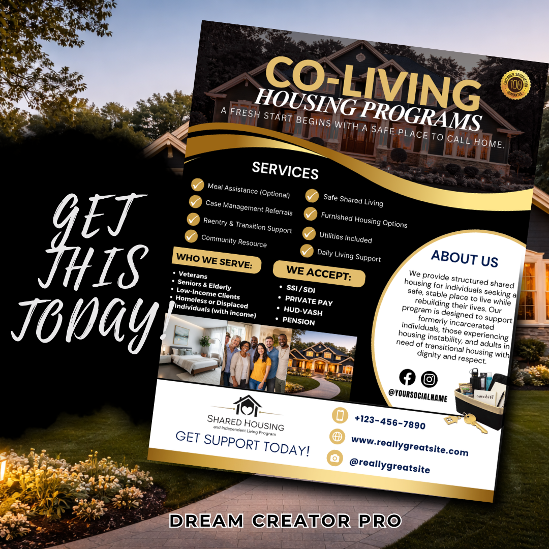 Shared Housing Flyer Template | Affordable Living Canva Flyer | Transitional Housing Room Rental Ad | Editable Design
