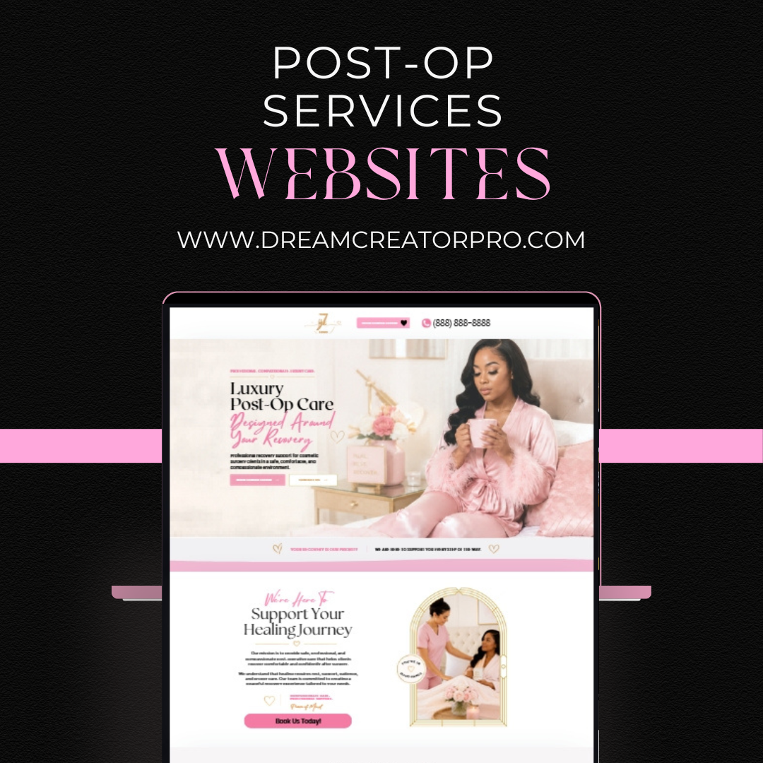 Post Op Care Canva Template Bundle | Luxury Recovery Business Branding Kit | Editable Website, Flyers, Brochure & Social Media Templates