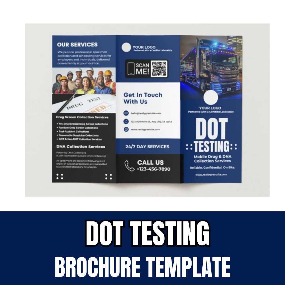 DOT Drug Testing Brochure Template | Mobile Drug & Alcohol Collection Services | Non-DOT Testing Flyer | Canva Editable Business Brochure