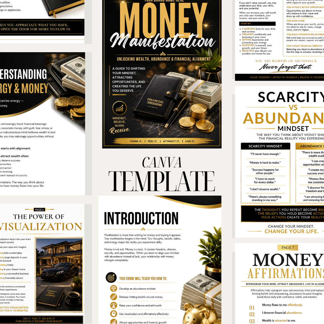 Money Manifestation Ebook | Wealth Mindset Digital Download | Financial Freedom Guide | Law of Attraction Planner | Abundance Journal PDF