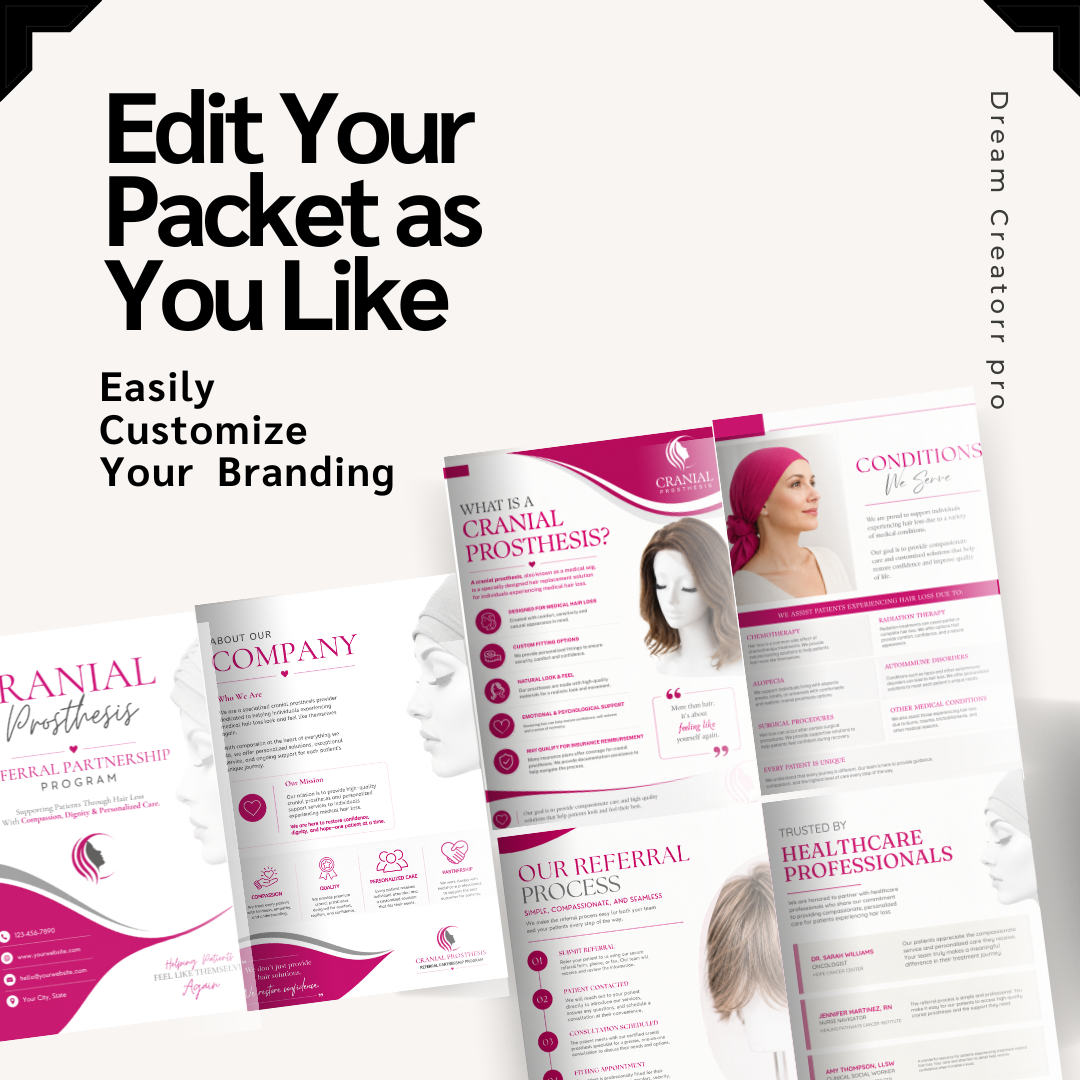 Cranial Prosthesis Referral Partnership Packet Template | Medical Referral Packet Canva Template | Oncology Marketing Kit | Editable Healthcare PDF