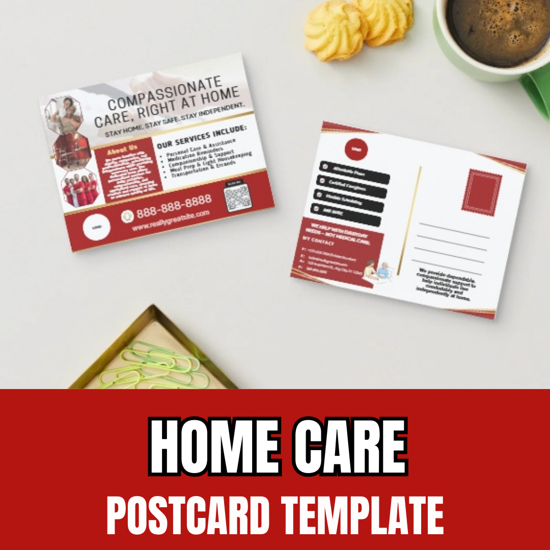 Home Care Service Postcard / DIY Medical Senior Care Service Flyer / Printable Home Care / Medical Template / Medical flyer ads / health cna