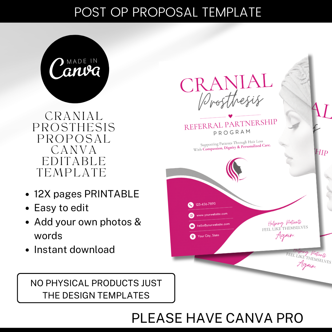 Cranial Prosthesis Referral Partnership Packet Template | Medical Referral Packet Canva Template | Oncology Marketing Kit | Editable Healthcare PDF