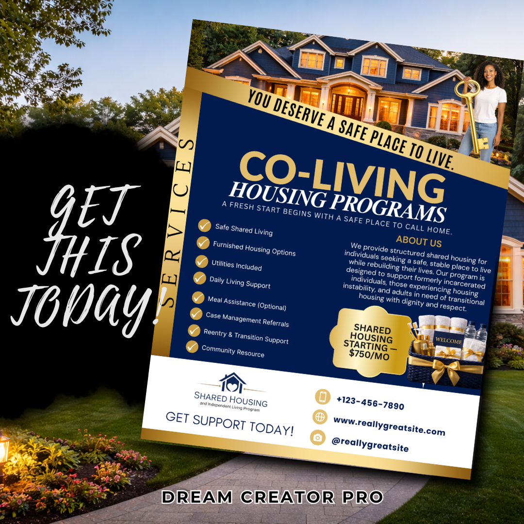 Shared Housing Flyer Template | Affordable Living Canva Flyer | Transitional Housing Room Rental Ad | Editable Design