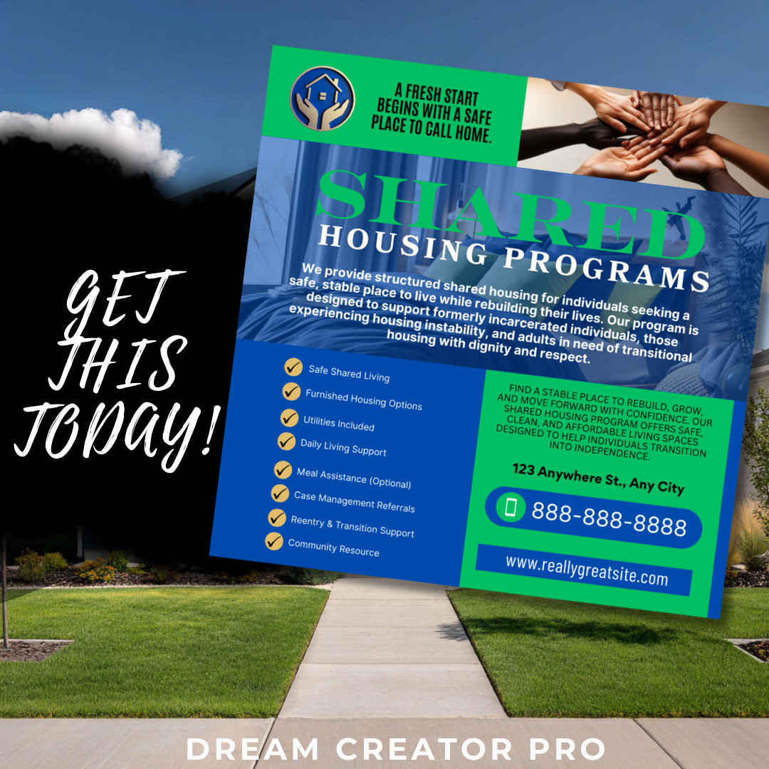 Shared Housing Flyer Template | Affordable Living Canva Flyer | Transitional Room Rental Ad | Editable Design / Bundle