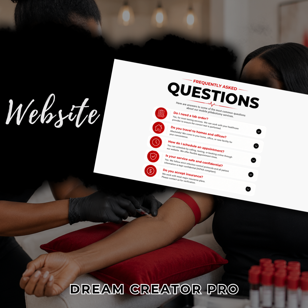 Phlebotomy Website Canva Template | Mobile Blood Collection Business Website | Healthcare Service Website Design | Editable Landing Page