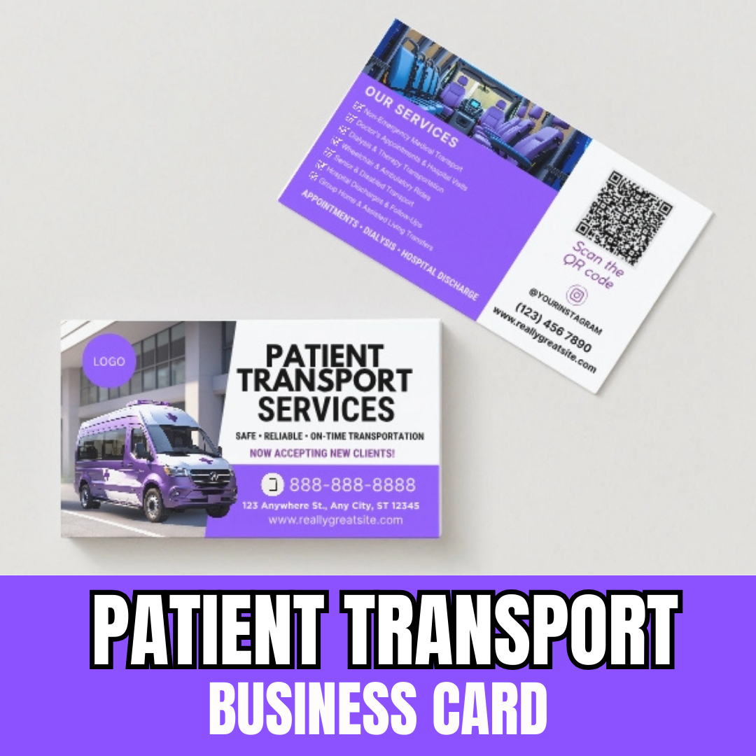 Medical Transport Business Card Template | Non Emergency Patient Transport Canva Card | NEMT Transportation Design
