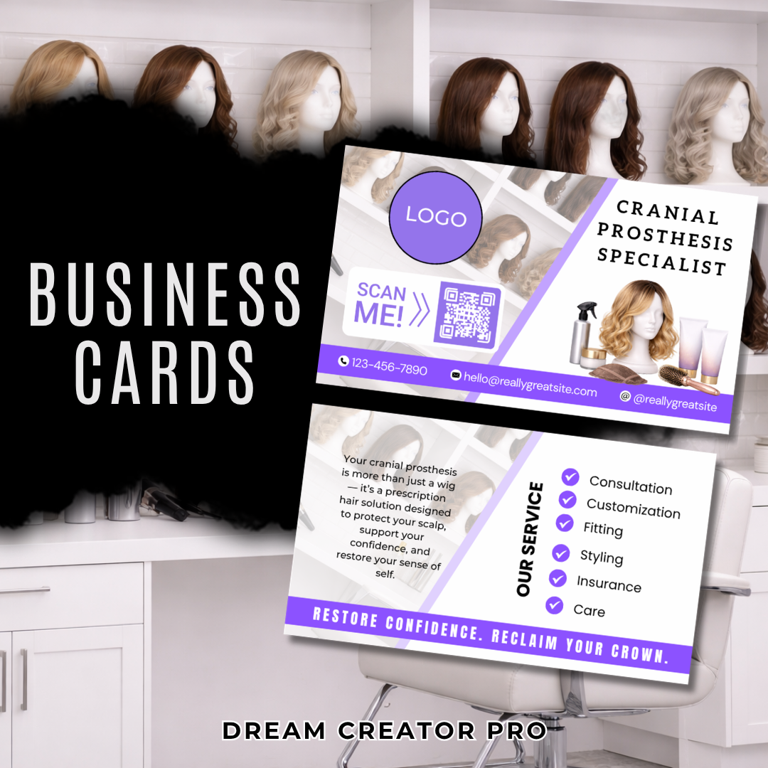 Cranial Prosthesis Specialist Ultimate Business Bundle | Editable Canva Template Kit / Custom Medical Wig Template / salon business Website