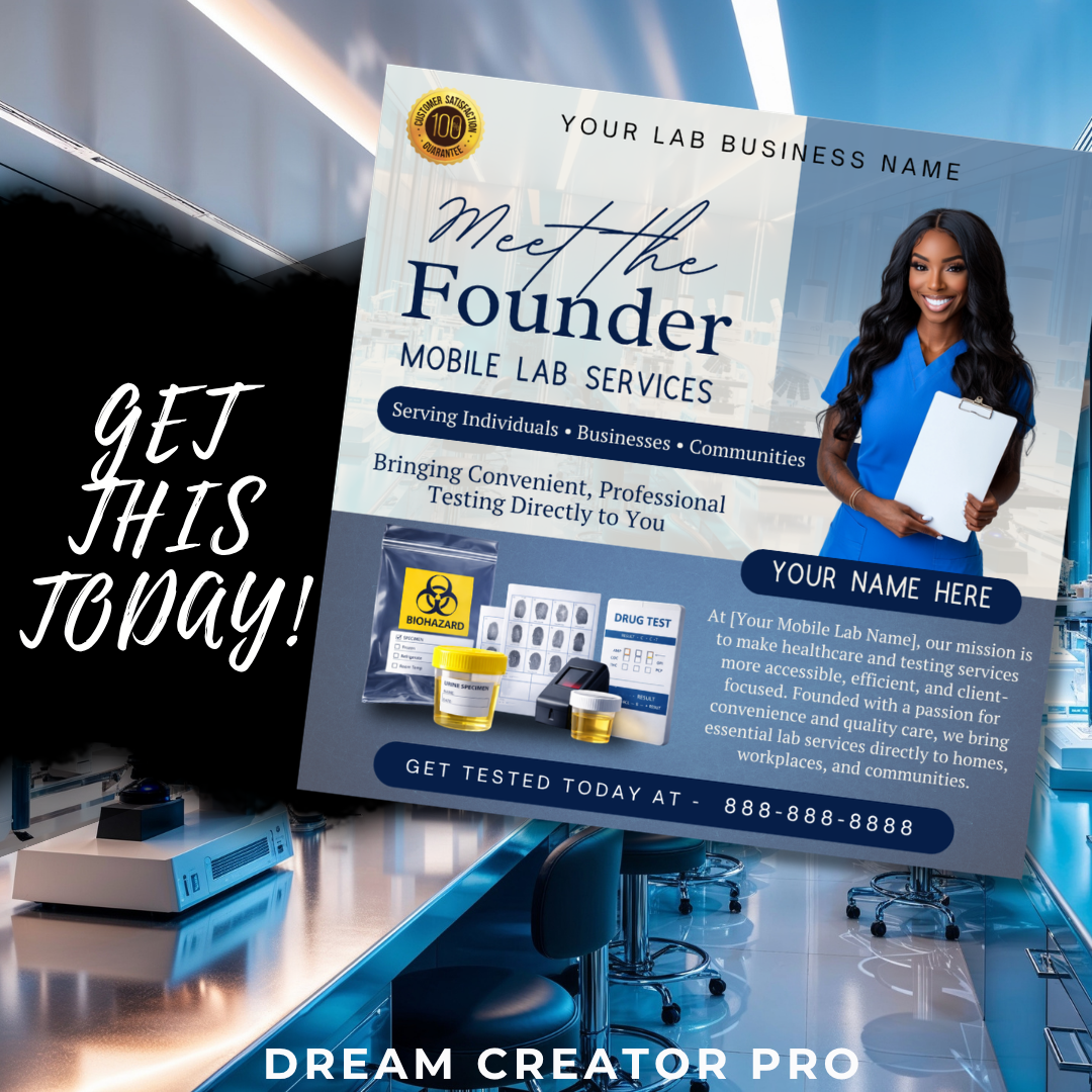 Mobile Lab Meet The Founder Service Flyer / DIY Medical Mobile Lab Service Flyer/ Mobile Lab Concierge / Meet The Ceo / Medical flyer
