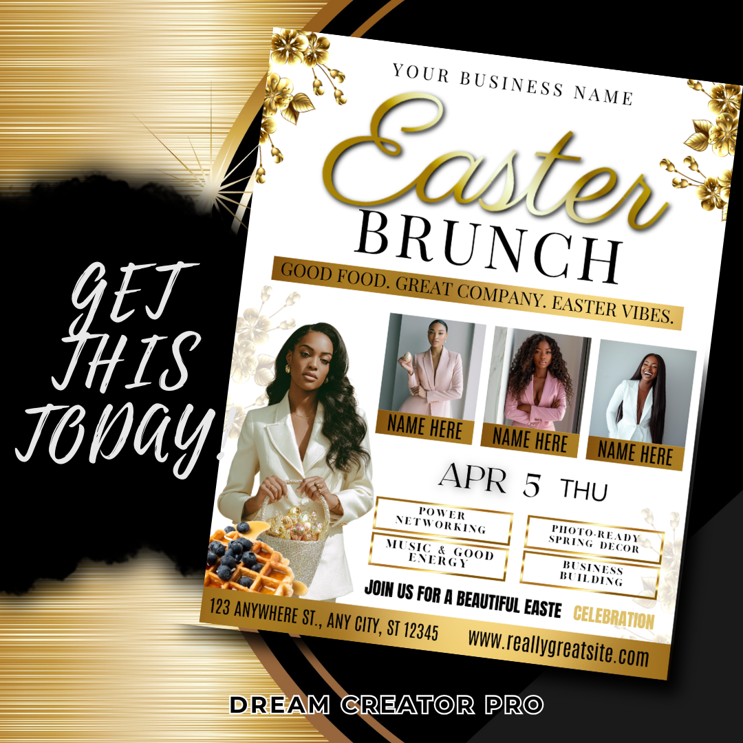 Easter Brunch Flyer Template | Editable Easter Event Flyer | Spring Brunch Invitation | Easter Sunday Brunch Poster | Canva Template