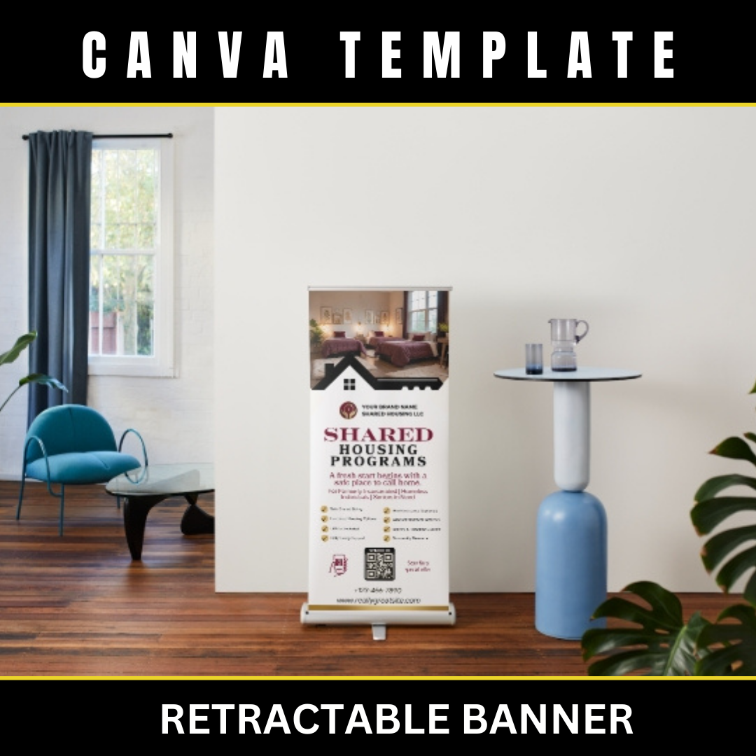 Shared Housing Canva Template Bundle | Reentry & Transitional Housing Marketing Kit | Flyers, Yard Sign, Rack Card, Brochure Banner Set