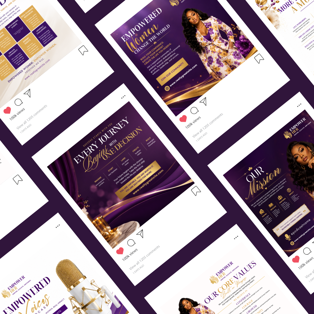 Women Empowerment Canva Instagram Templates | 10 Editable Social Media Posts