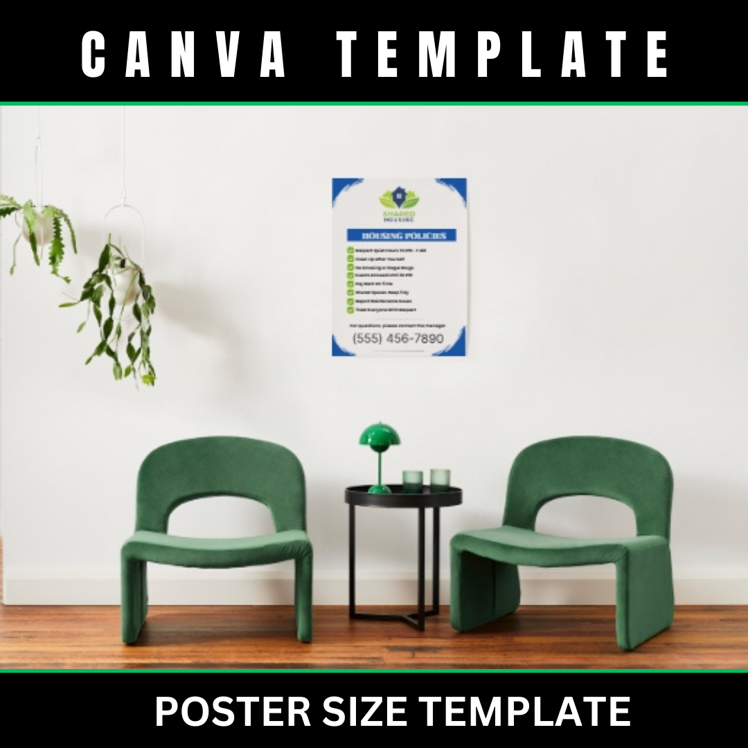 Shared Housing Policy Signs Printable | Independent Living House Rules Posters | Transitional Housing Program Wall Sign | Editable Canva Set