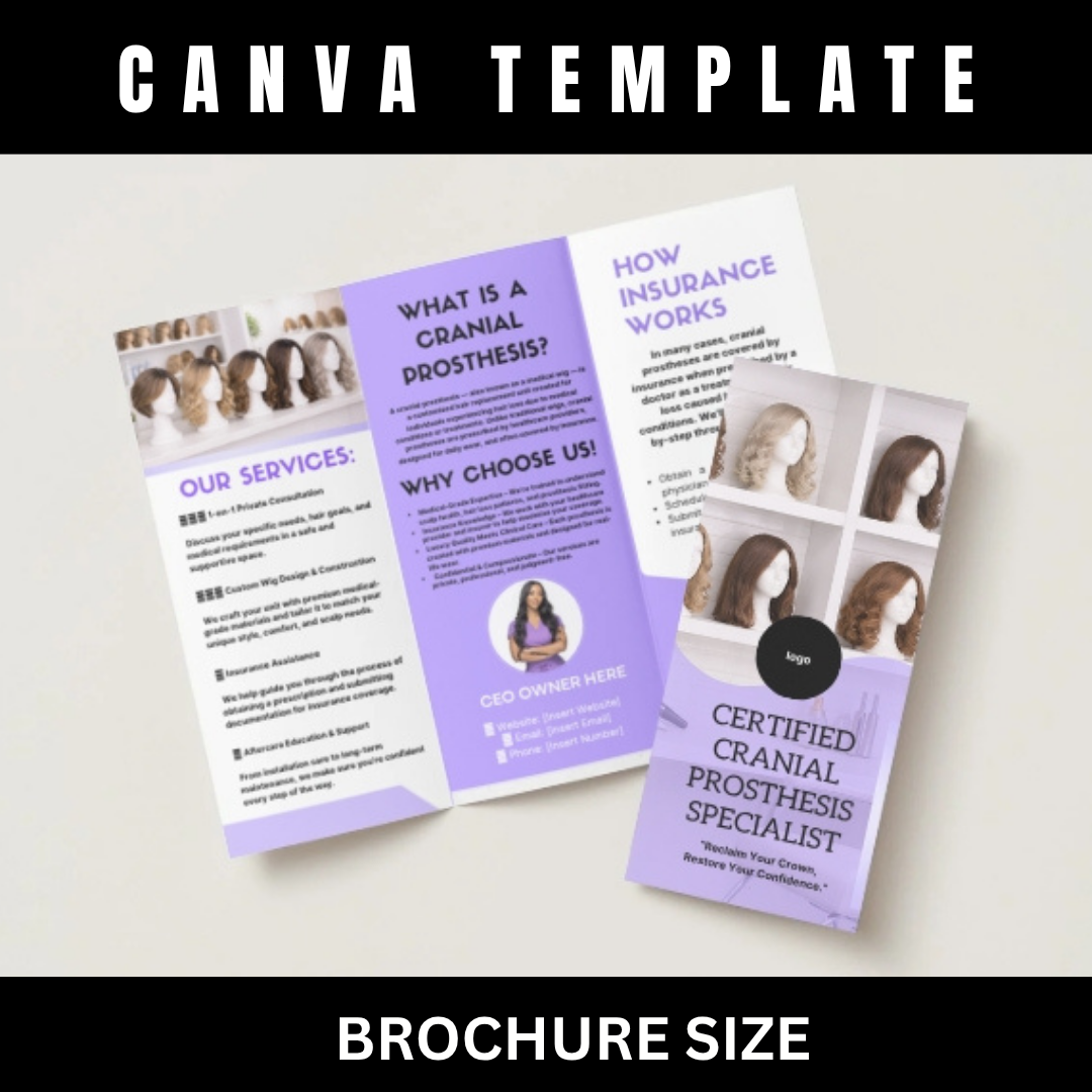 Cranial Prosthesis Specialist Ultimate Business Bundle | Editable Canva Template Kit / Custom Medical Wig Template / salon business Website