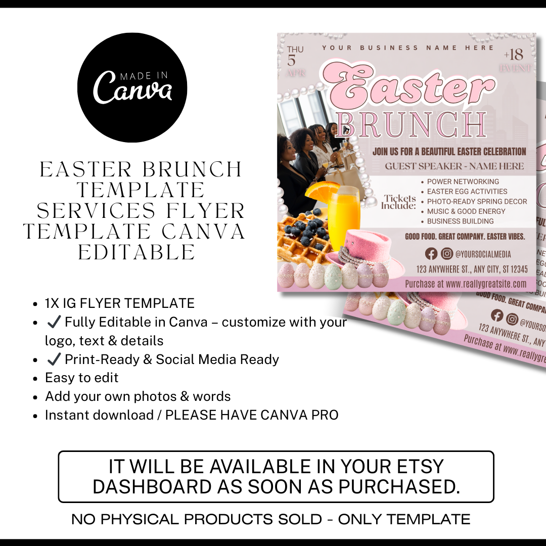 Editable Easter Brunch Flyer Template | Spring Easter Event Design