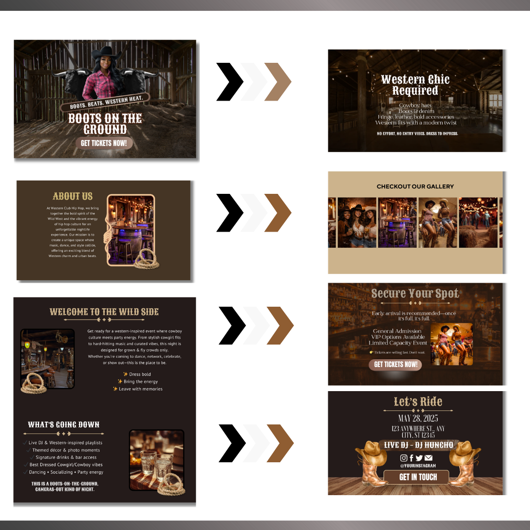 Western Party Website Template Canva | Event Landing Page | Cowboy Cowgirl Theme | Birthday Party Website | Western Night Event Template