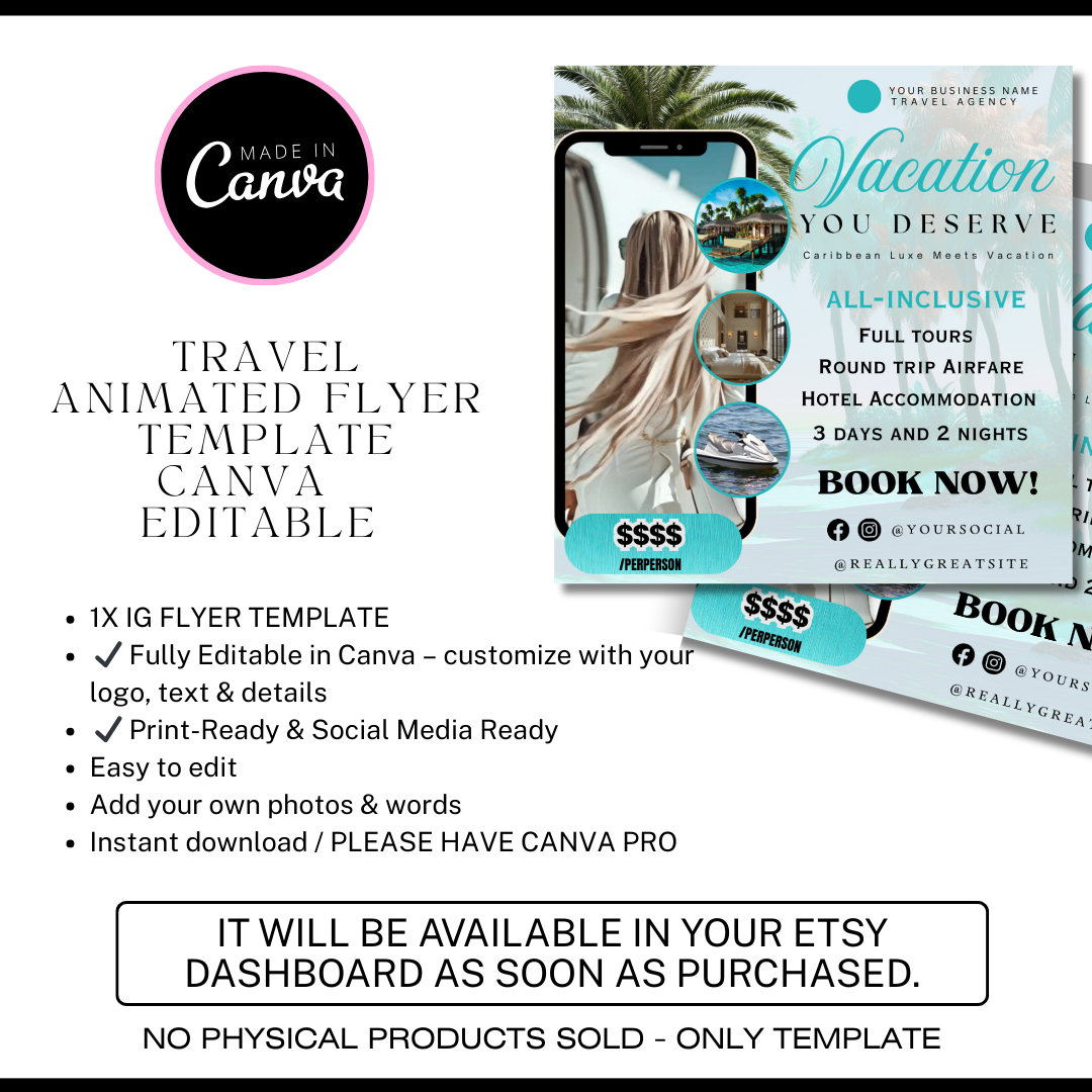 Animated Travel Flyer Template | Canva Travel Promo Design – Dream Creator Pro