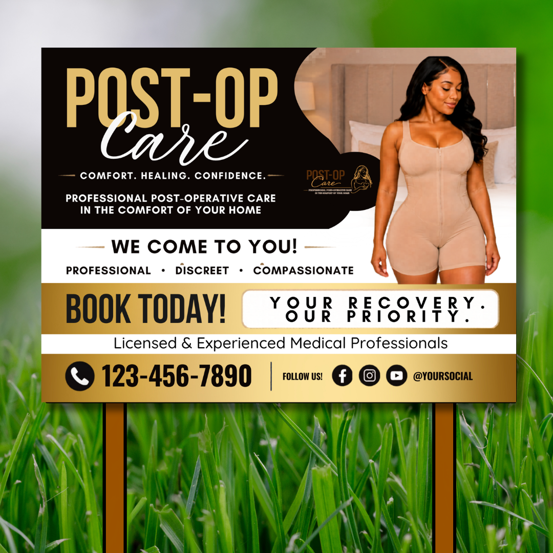 Post Op Yard Sign Canva Template | Editable Recovery Care Sign | Post Surgery Care Advertising Template | Medical Spa Yard Sign Design