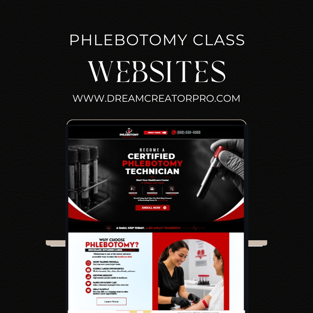Phlebotomy Class Website Template | Medical Training School Canva Website | Healthcare Education Landing Page | Editable Website Design