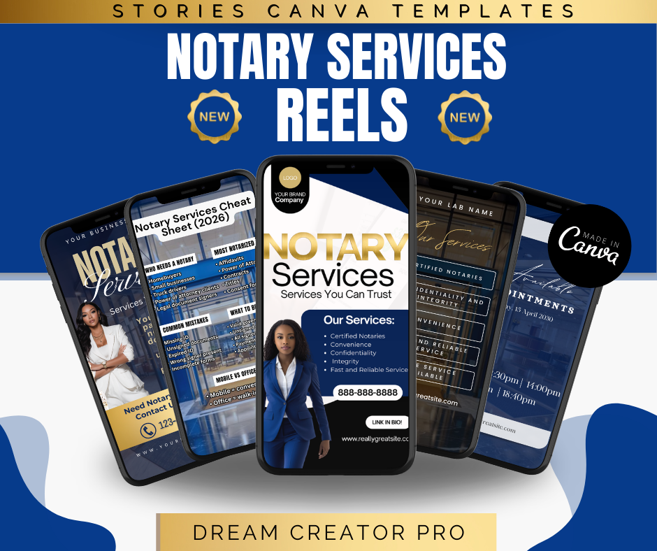 Mobile Notary Reels Templates | Notary Service Instagram Reels | Notary Marketing Content | Canva Editable Video Templates | Digital Download