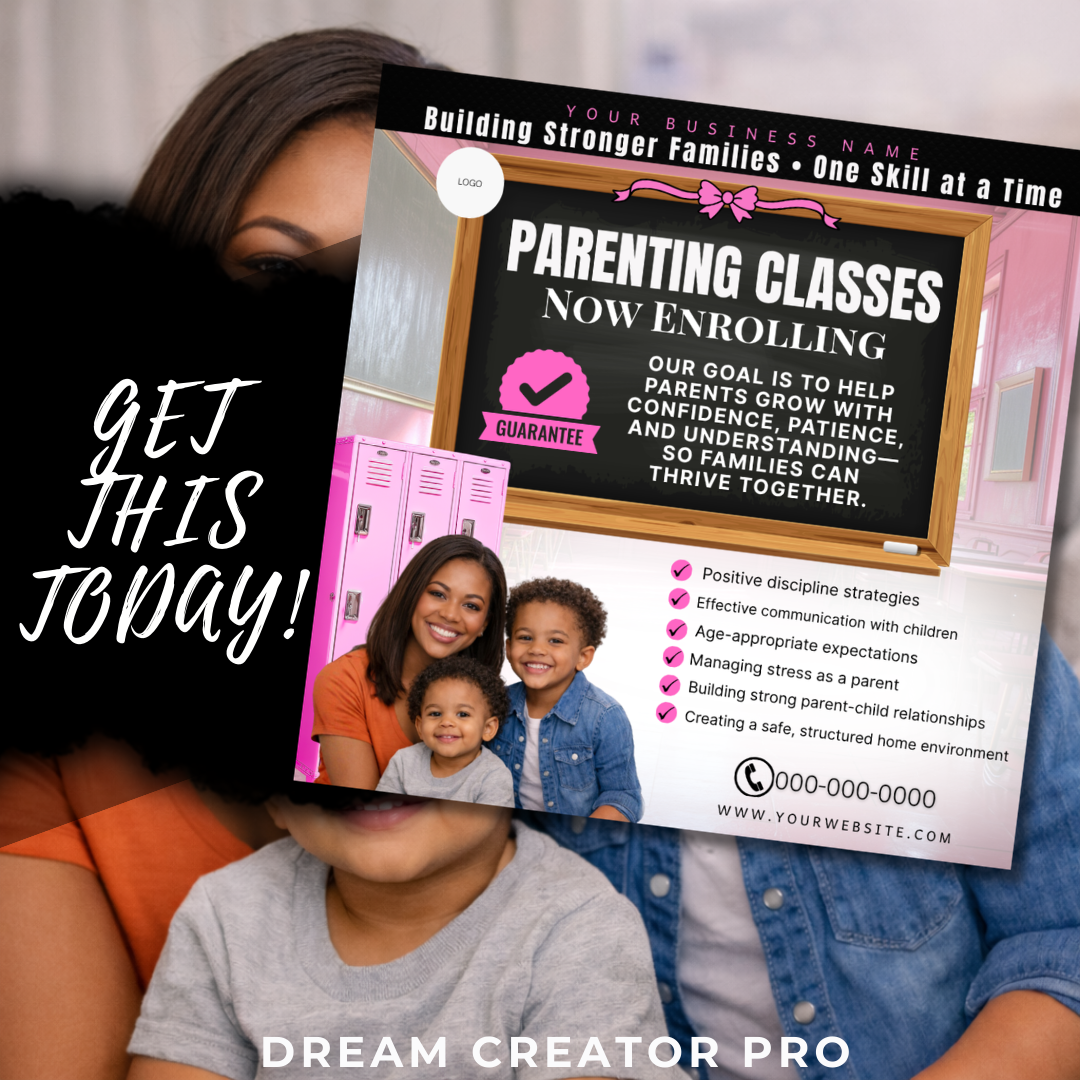 Parenting Class Flyer Template | Court Approved Parenting Classes | Family Education Program | Canva Editable Flyer (Copy)