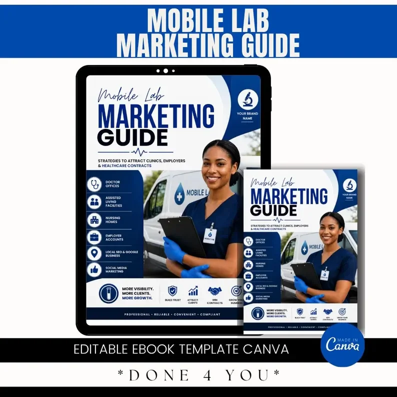 Mobile Lab Marketing Guide Canva Template | Phlebotomy Business Ebook | Mobile Lab Startup Guide | Healthcare Marketing Strategy Workbook