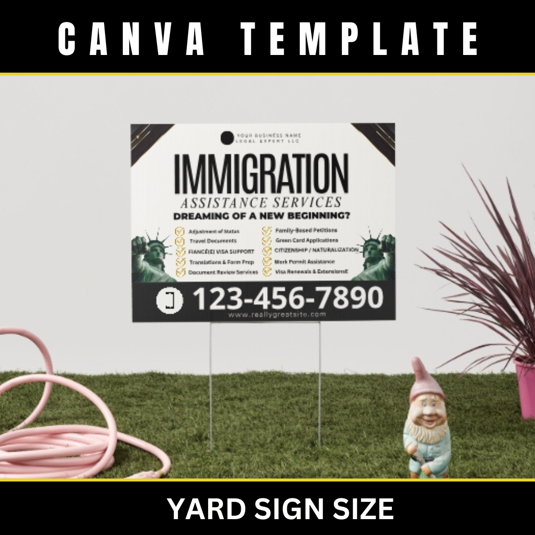 Immigration Services Marketing Bundle | Canva Templates for Flyers, IG Posts, Website, Yard Sign & Retractable Banner
