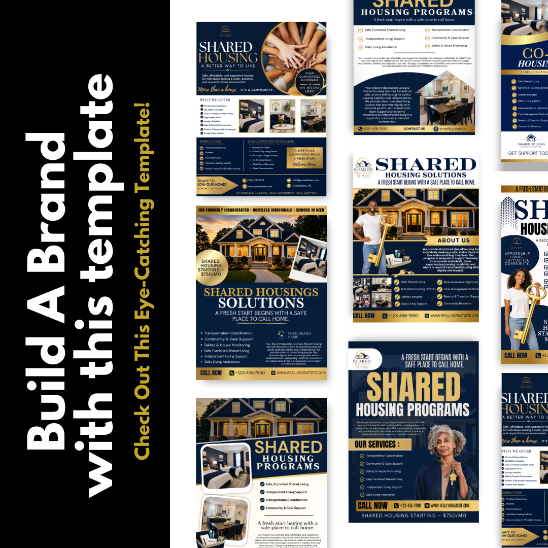 Shared Housing Independent Living Printable Flyer Bundle | Transitional Housing Canva Templates | Reentry, Seniors Supportive Living