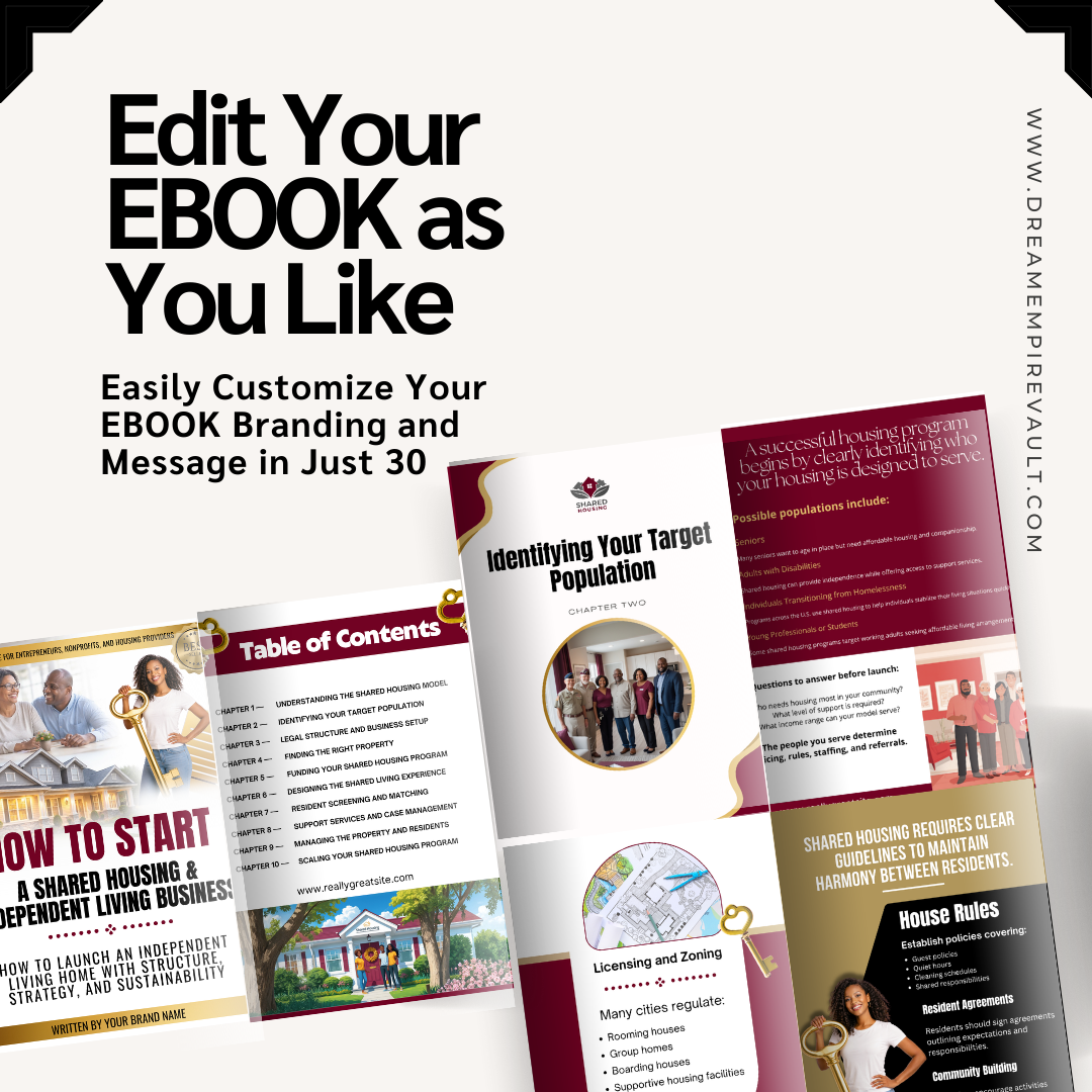 Shared Housing Course Canva Template Bundle | Ebook and Website Template for Independent Living Program Training