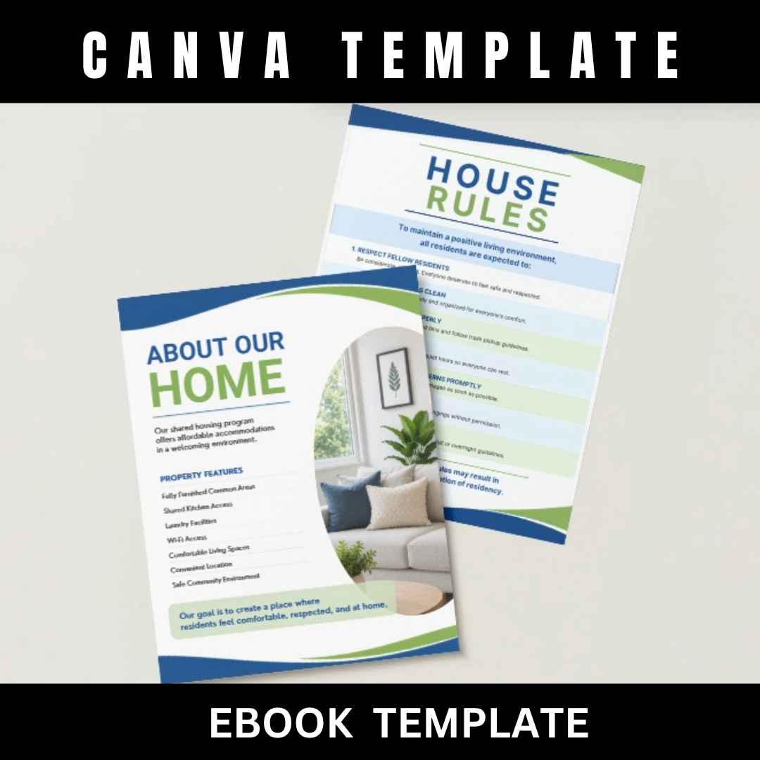 Shared Housing Welcome Packet Template Canva | Resident Handbook | Transitional Housing Forms | Group Home Welcome Guide | Housing Program (Copy)