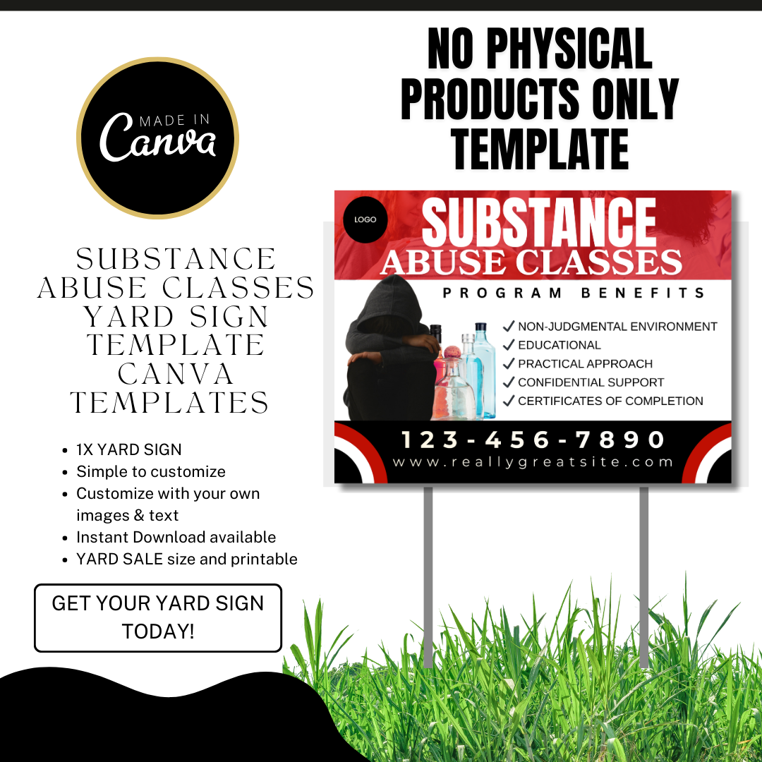 Substance Abuse Classes Flyer & Yard Sign Template | Recovery & Addiction Education Program | Canva Editable | Court Approved Style