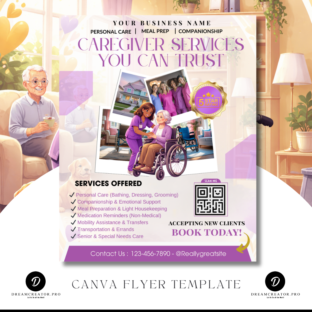 Home Care Service Flyer / DIY Home Care Service Flyer/ Canva Template 2026 / Medical Template / Medical flyer / Medical flyer Template / CNA