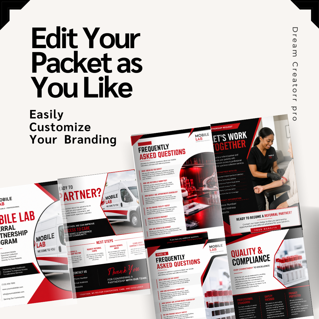 Mobile Lab Referral Proposal Packet | Medical Proposal Template | Healthcare Partnership Presentation | Canva Proposal | Phlebotomy Packet