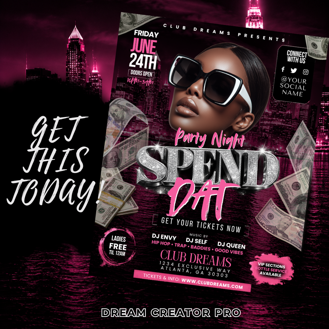 Yung Miami Spend Dat Flyer Template | Club Flyer Canva Template | Hip Hop Party Flyer | Rap Concert Flyer Design | Editable Event Flyer