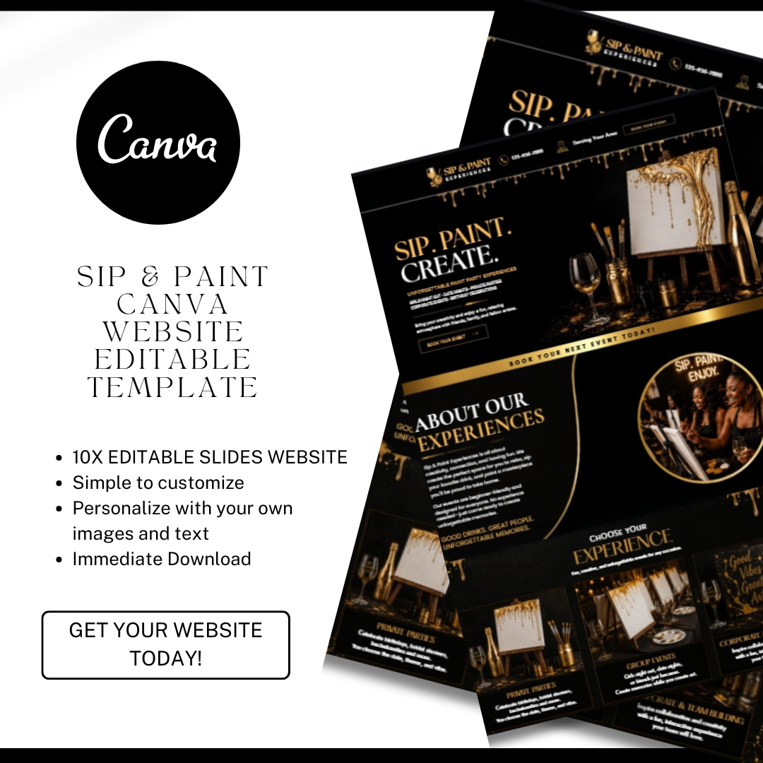 Sip & Paint Flyer Canva Template | Instagram Post Editable Wine N Paint Party Invitation | DIY Event Flyer Design / BAR art studio flyer