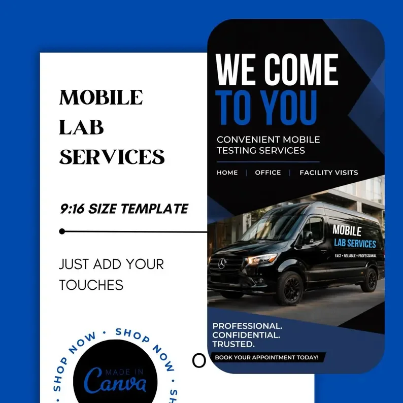 Mobile Lab Instagram Story Templates | Editable Healthcare Story Canva Bundle | Drug Testing DNA Fingerprinting Social Media Templates