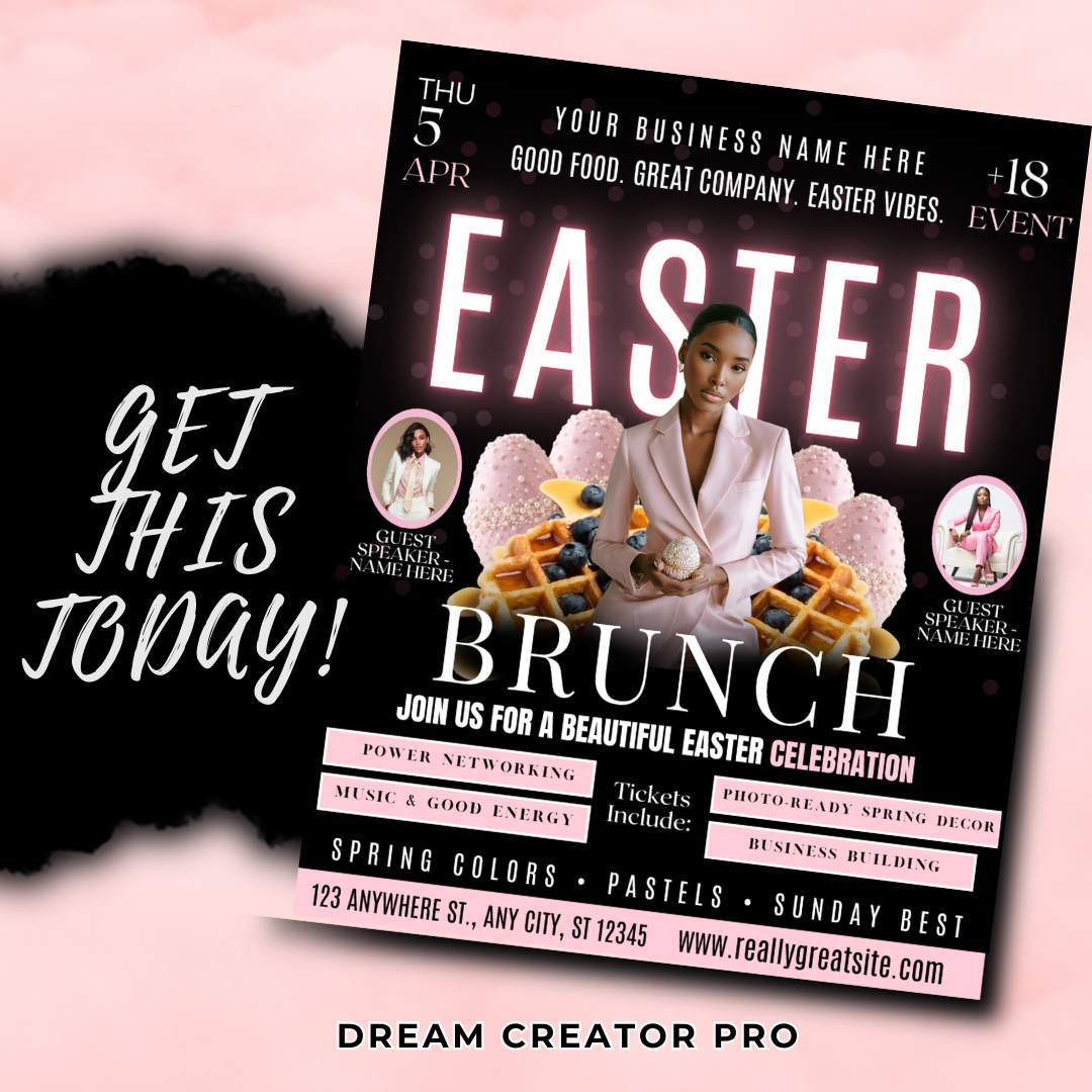Easter Brunch Flyer Template | Editable Easter Event Flyer | Spring Brunch Invitation | Easter Sunday Brunch Poster | Canva Template