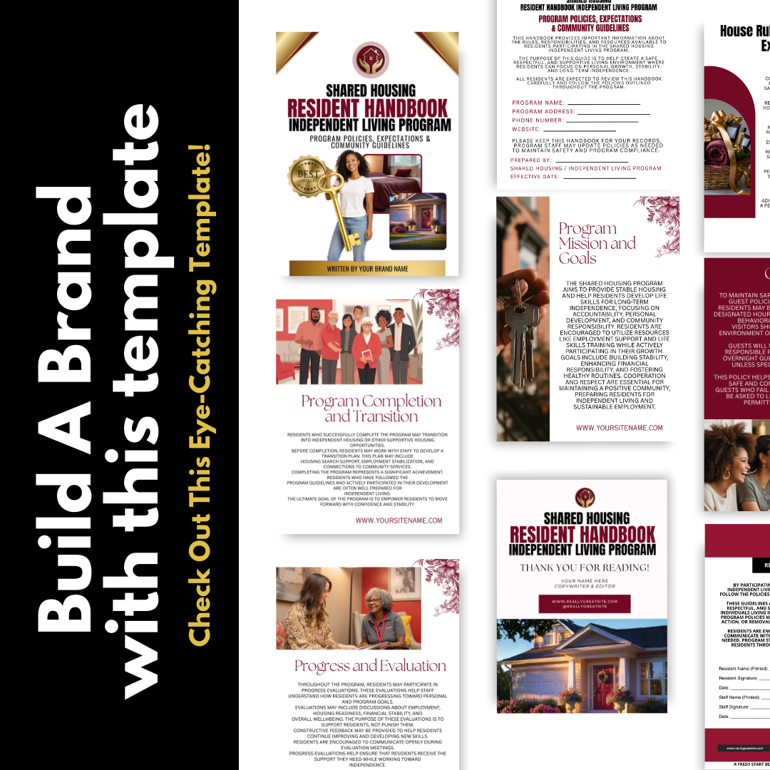 Shared Housing Resident Handbook Template | Transitional Housing Program Manual | Independent Living Program Policies | Editable Canva Handbook