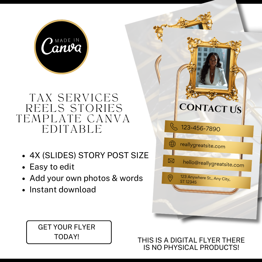 Tax Prep CEO Video Story Post Template - Digital Business Card Canva Reel for Instagram, TikTok & Reels - Editable Tax Preparer Intro