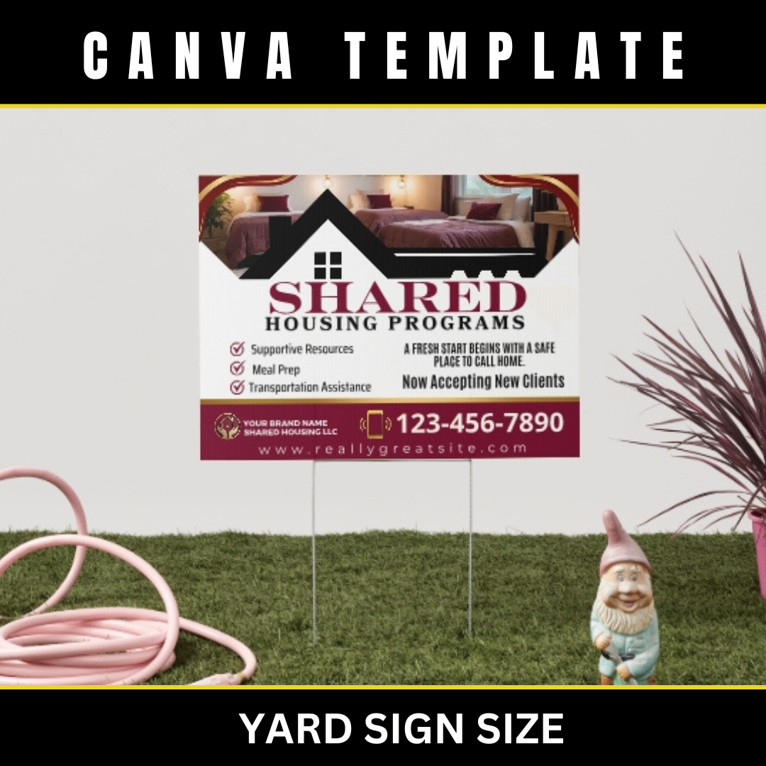 Shared Housing Canva Template Bundle | Reentry & Transitional Housing Marketing Kit | Flyers, Yard Sign, Rack Card, Brochure Banner Set