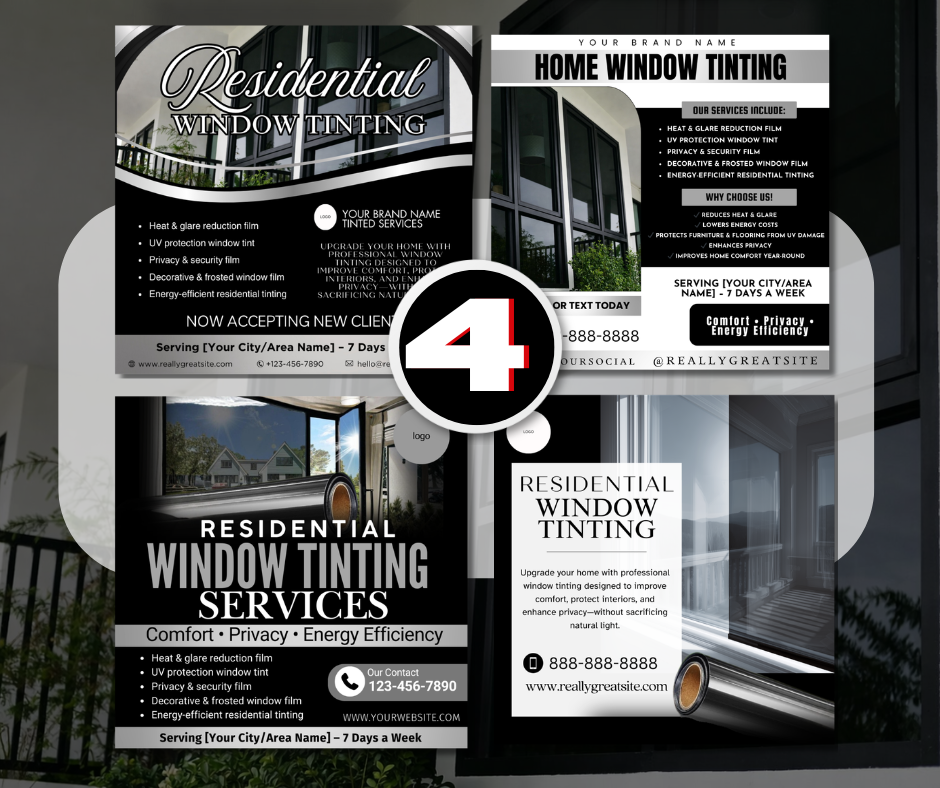 Residential Window Tinting Flyer Template | Home Window Tinting Marketing | Privacy & UV Protection Flyer | Editable Canva Tinting Flyer